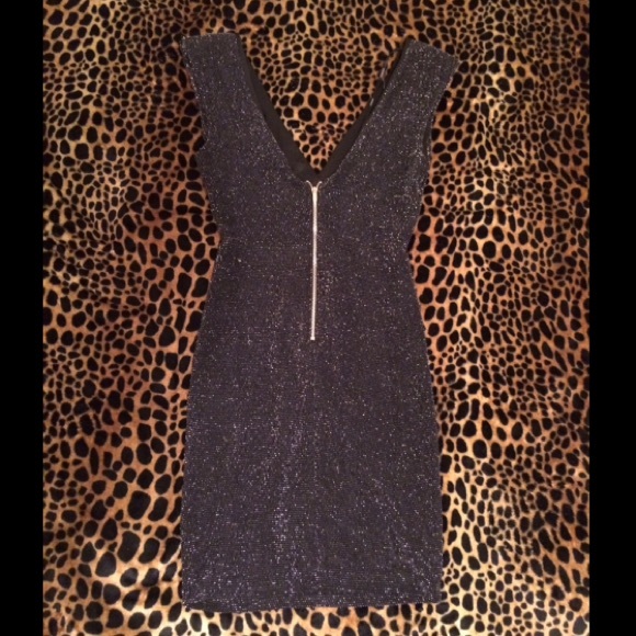 Forever21 black sparkle plunge-line dress