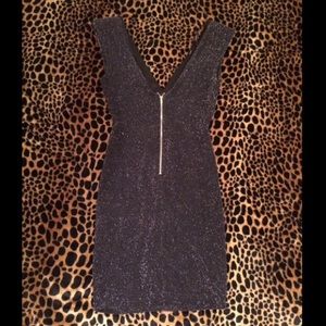 Forever21 black sparkle plunge-line dress