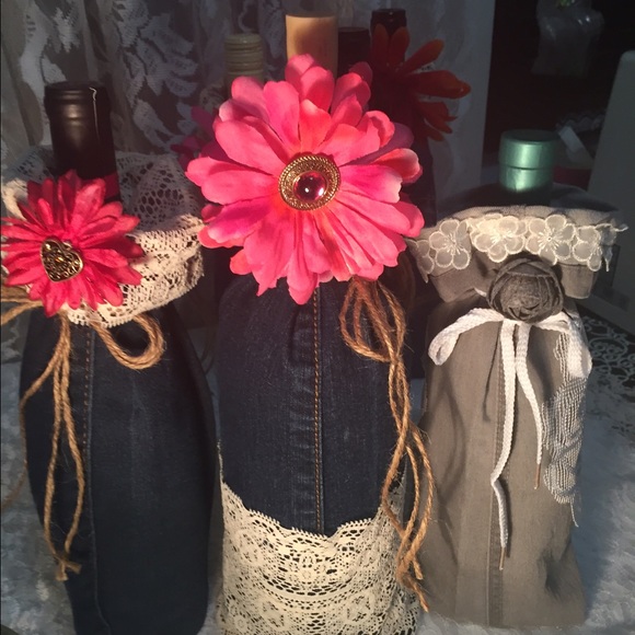 Wine Bottle Bag.. Handmade..🍷🌺