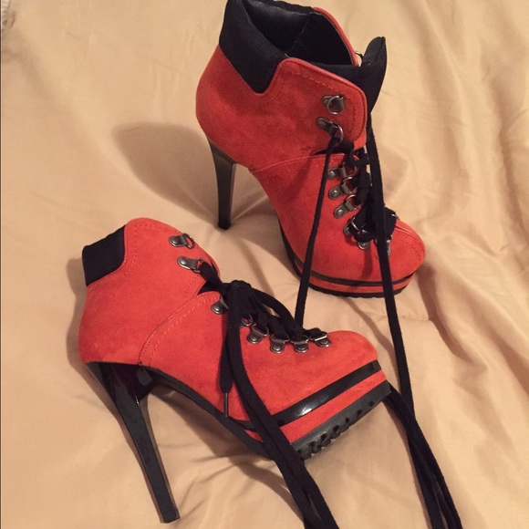 Orange ankle boot heels