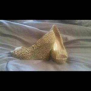 Leopard print wedges