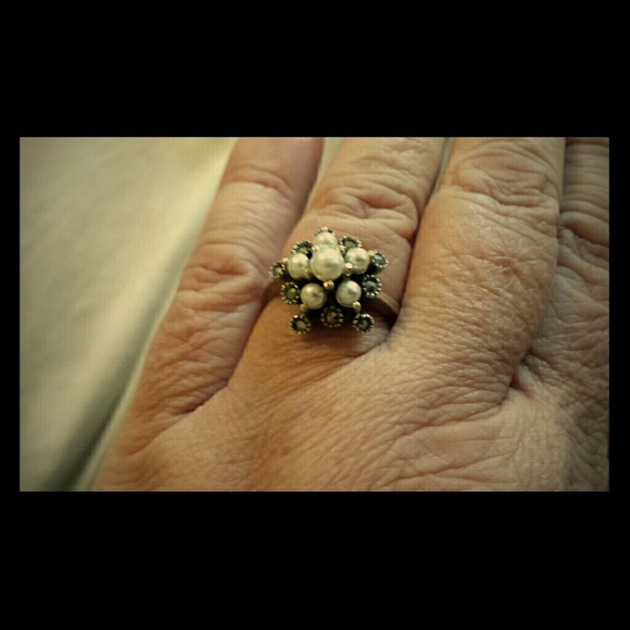 Pearl and Marcasite Ring Sterling