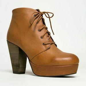 Brown lace up ankle booties