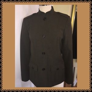 LIZ CLAIBORNE Green Stand Collar Blazer M
