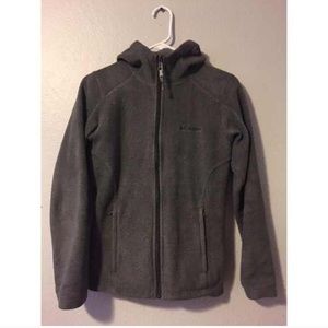 Gray fleece hooded Columbia jacket
