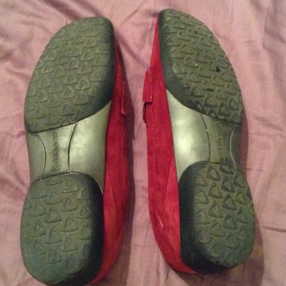 Red suede flats. SOLD ON ANOTHER SITE. - Picture 2 of 3