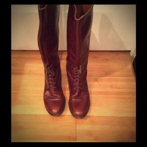 Madewell Brown Leather Lace Riding Boots