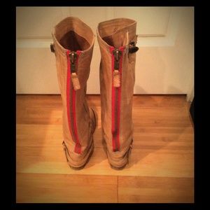 Steve Madden Brown Riding Boots Red Zipper