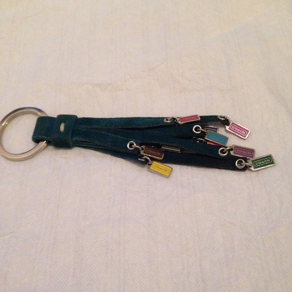 Coach Teal Tassel Charm Multi Hangtag Suede Fob - Picture 2 of 2