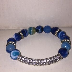 Stone and bead blue bracelet