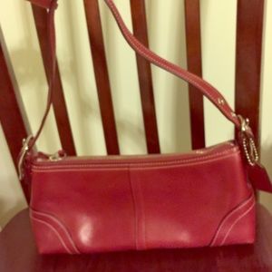 Small red leather coach bag