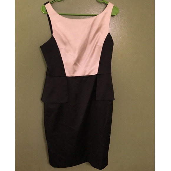 Champagne and black peplum Cocktail dress