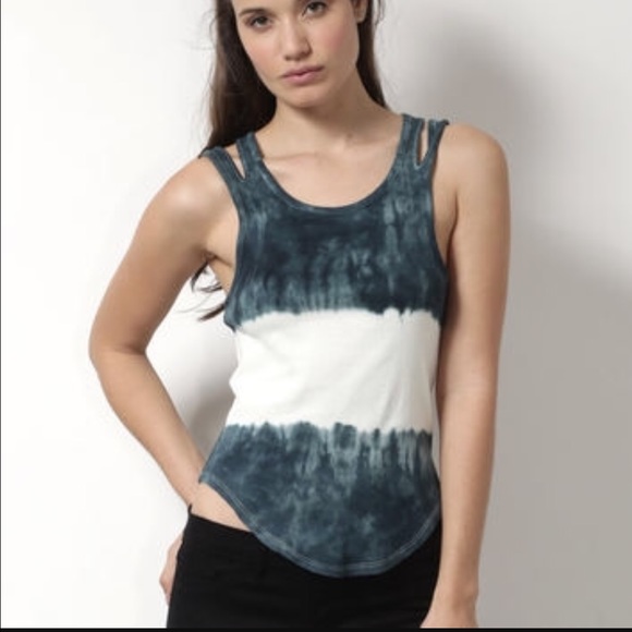 NWT FREE PEOPLE stone wash indigo tank