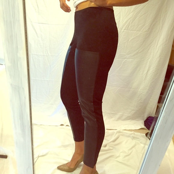 Faux leather paneled leggings