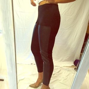 Faux leather paneled leggings