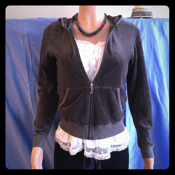 Juicy Gray Velour Hoodie