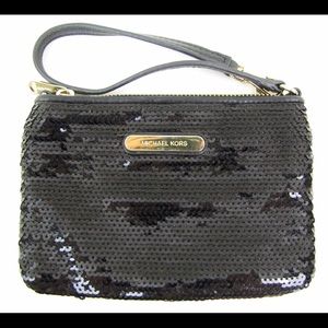 Michael Kors Black Sequin Convertible Wristlet