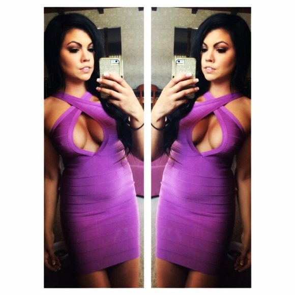 bebe Dresses & Skirts - PURPLE BANDAGE HOT MIAMI STYLES DRESS!