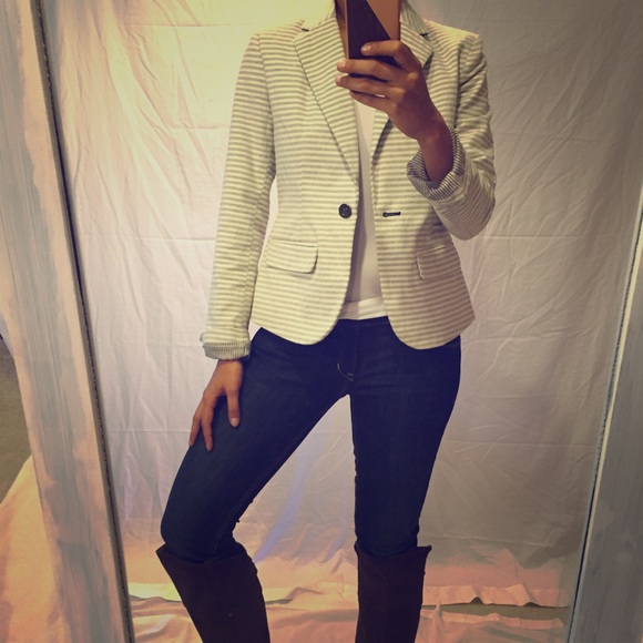 White and gray striped blazer