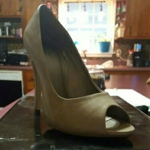 Taupe open toe heels