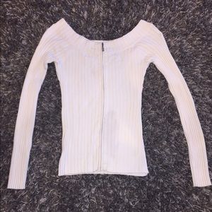 Cream on the shoulder sweater top