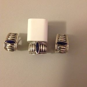 Sterling and Lapis Lazuli Earrings & Ring Set