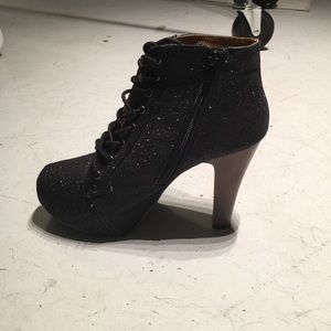 Black glitter booties