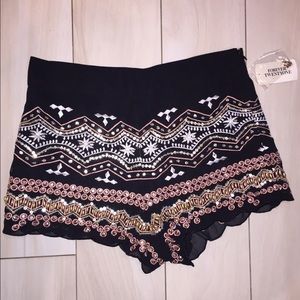 sequence and embroidery black shorts