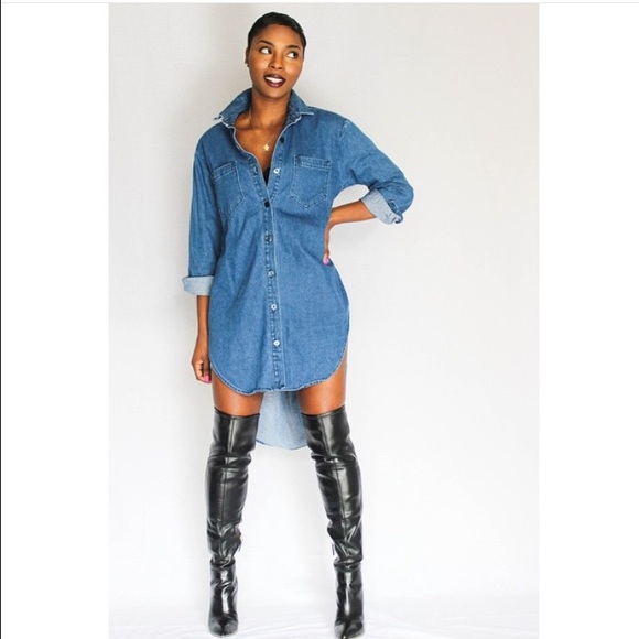 Sold! Long Denim shirt. High low cut. Heavy denim.