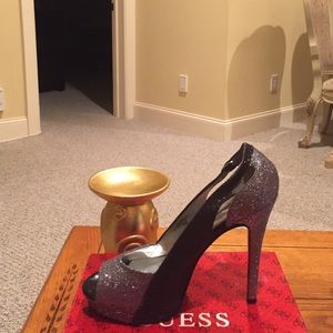 Silver and Black Guess Heels