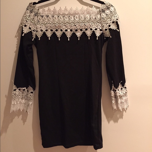 SALE! One of a kind black&white off shoulder dress