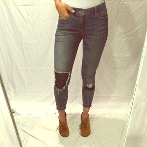 BDG cropped jeans with patchwork detail
