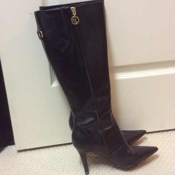 Ralph Lauren Boots with gold logo hardware.