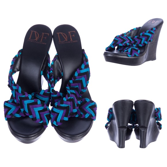 Diane von Furstenberg Braided Leather Wedge Sandal