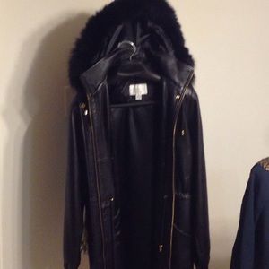 Leather Overcoat with Genuine Lambskin