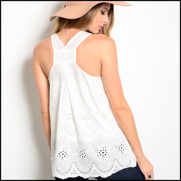 โจ Host Pickโจ White Sleeveless Woven Top - Picture 3 of 3