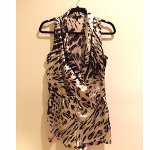 Animal print silk short romper
