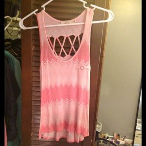 Pink and white tank top