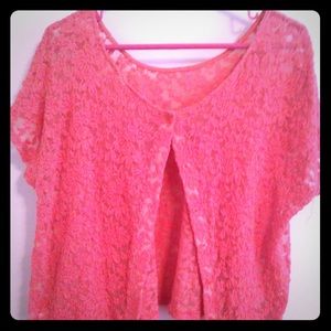 Merona Plus Size Coral Lace Top