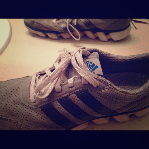 Gray Adidas running shoes