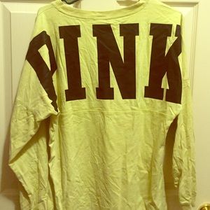 VS PINK highlighter yellow varsity crew