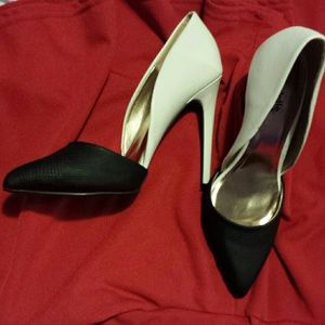 Black and white heels
