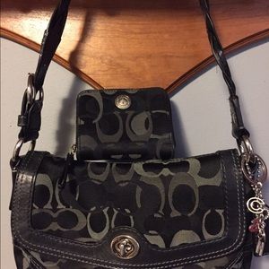 Black coach purse and matching wallet