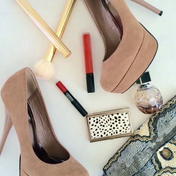 Steve Madden Nude Suede Platform Pumps Tan Heels