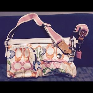 White pop art coach purse