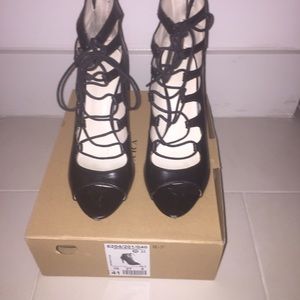 Zara Black Leather Gladiator Heel