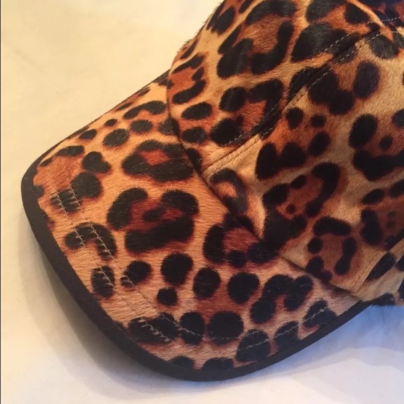 Leather calf-hair leopard fashion baseball cap
