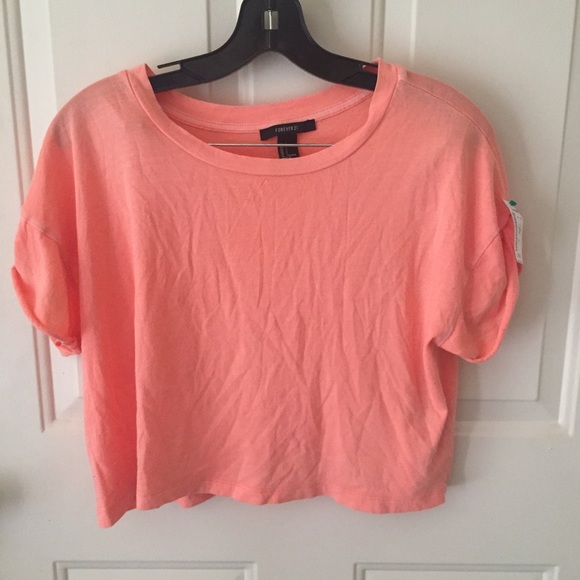 Forever 21 orange crop top coral pink