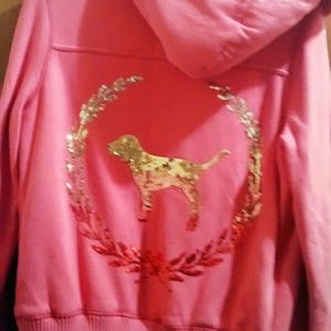 Vs pink sm/med fur jacket in excellent condition