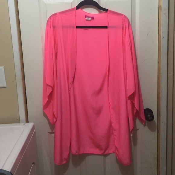 Long flowy pink cardigan